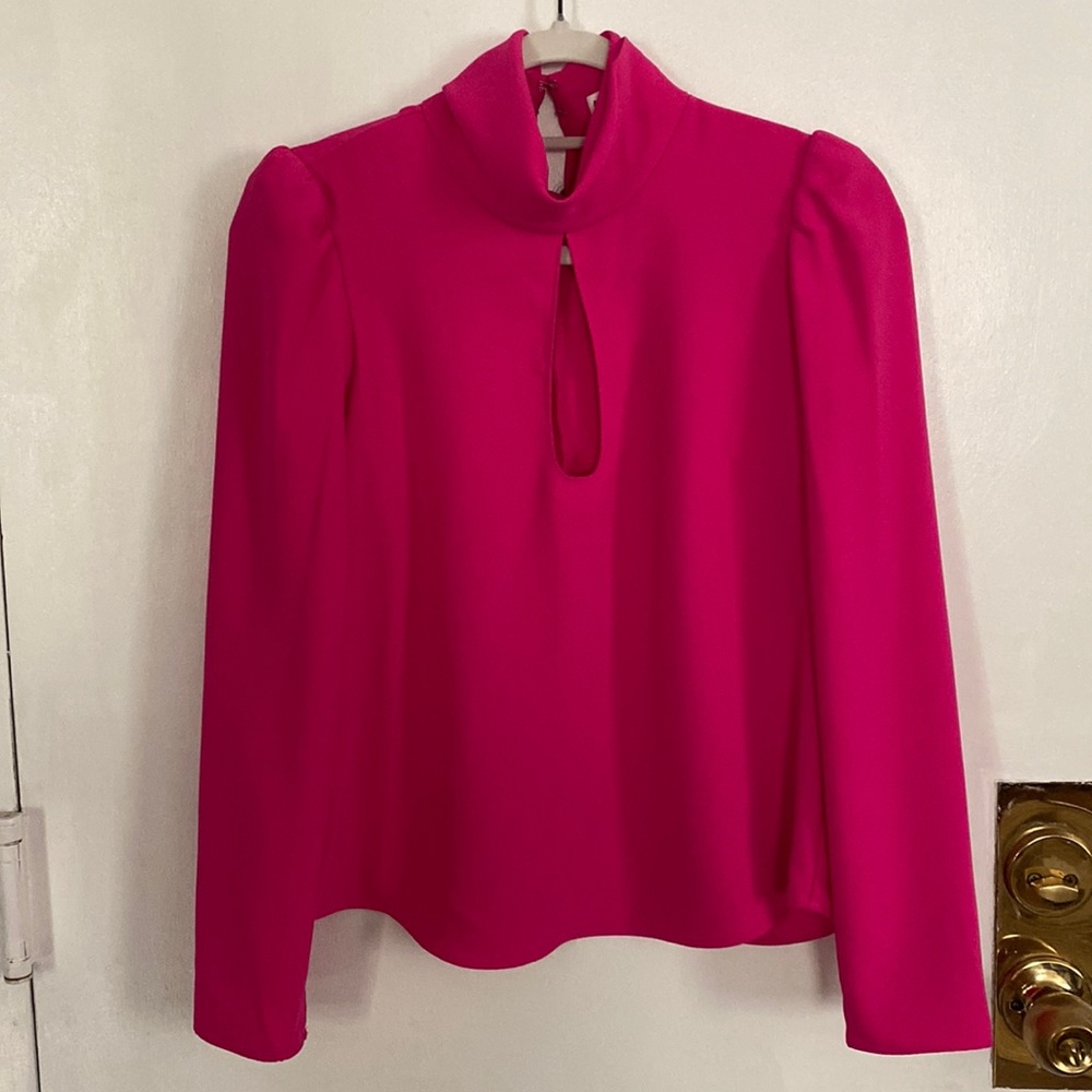 Amanda Uprichard hot pink keyhole blouse